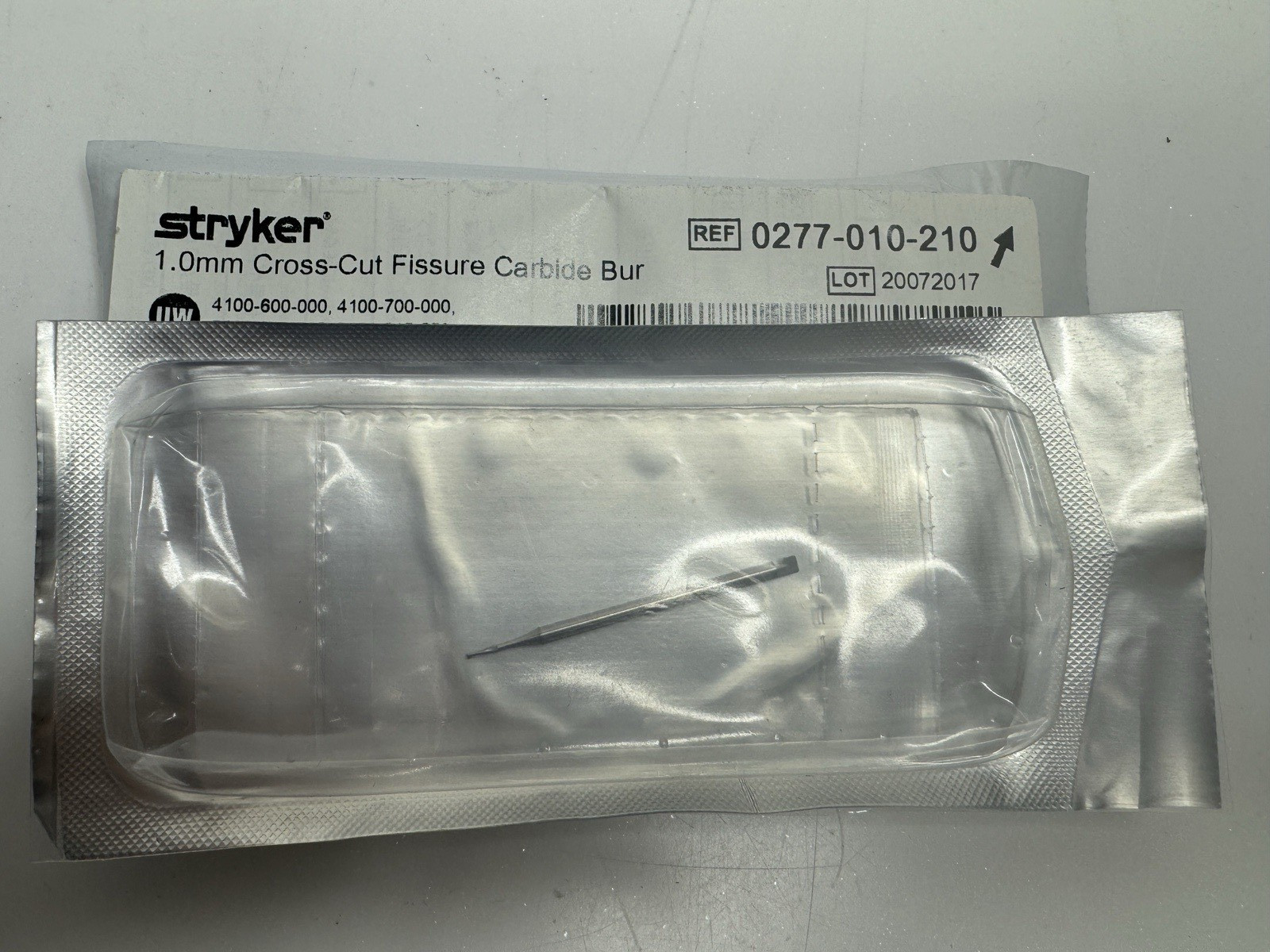 Lot of 8 Stryker 0277-010-210  Cross-Cut Fissure Carbide Bur