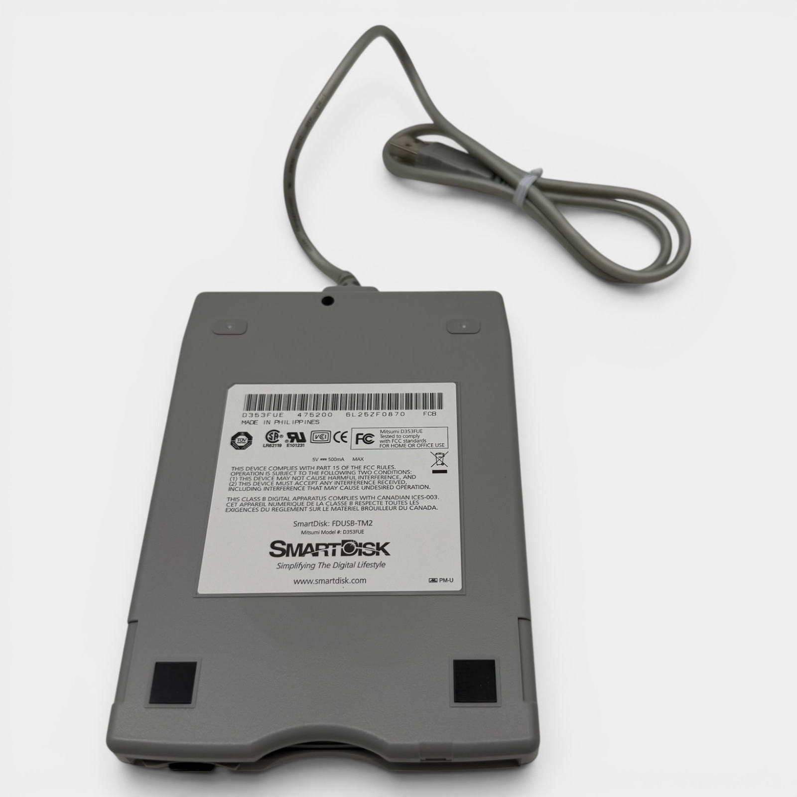 SmartDisk USB 2X External 3.5" Floppy Drive Titanium Edition NOB FDUSB-TM2 USB