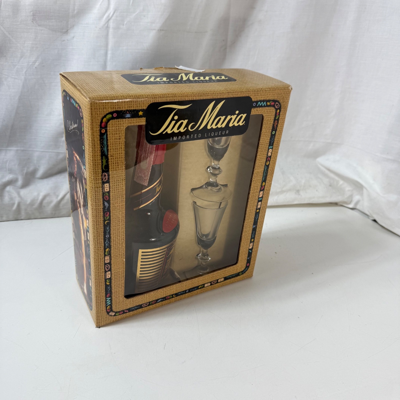 tia maria imported liquor empty gift set glasses bottle  Empty Display