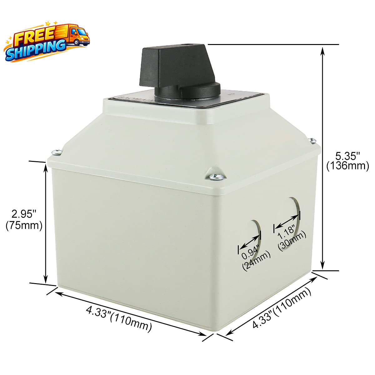 40A 3-Phase 3-Position Cam Rotary Changeover Switch with Enclosure Maintained
