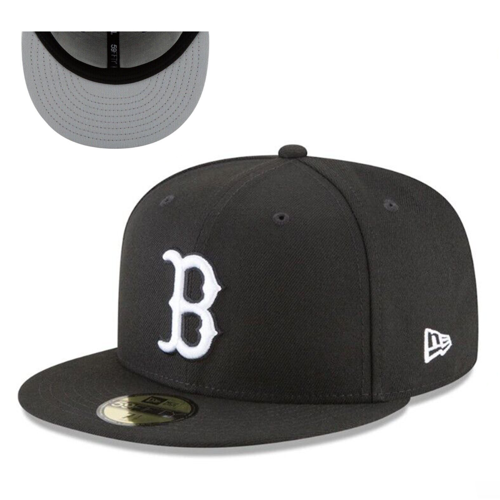 Boston Red Sox BOS MLB Authentic New Era 59FIFTY Fitted Cap - B/W 5950 Hat