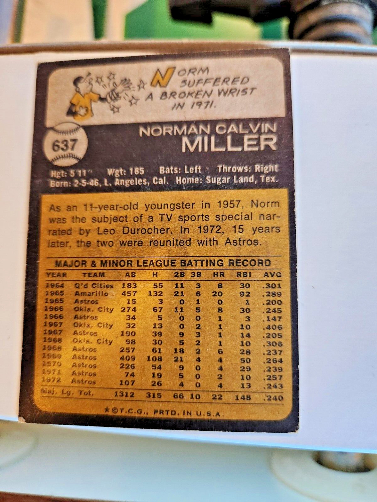 1973 #637 Norm Miller