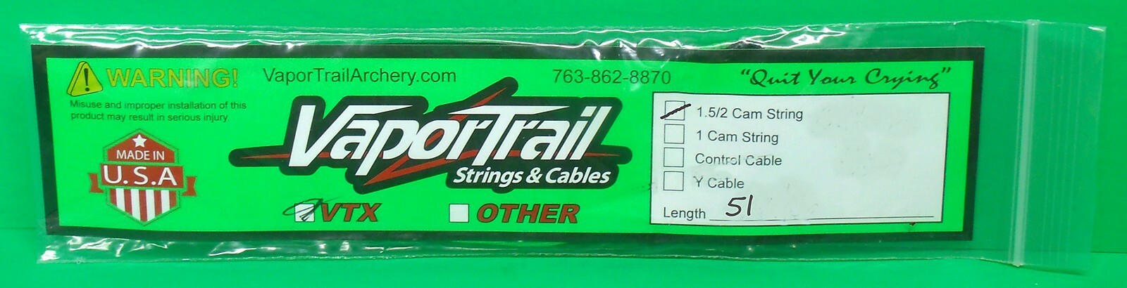 New VaporTrail Archery Premium Replacement String for Hoyt Cam & 1/2 Bows - 51"