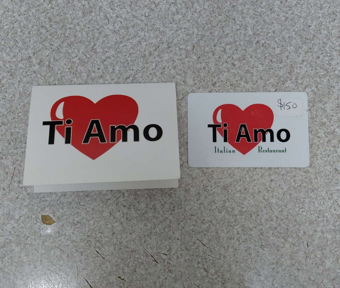 Ti Amo Ristorante - Italian Restaurant Eagle Colorado Gift Card Value $150.00