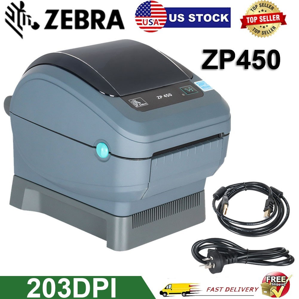 Zebra ZP450 Direct Thermal Shipping Label Printer Labels USB Power Shipping US