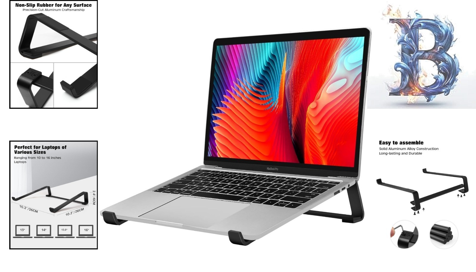 Aluminum Laptop Riser - Effortless Assembly, Perfect for Home & Office Use