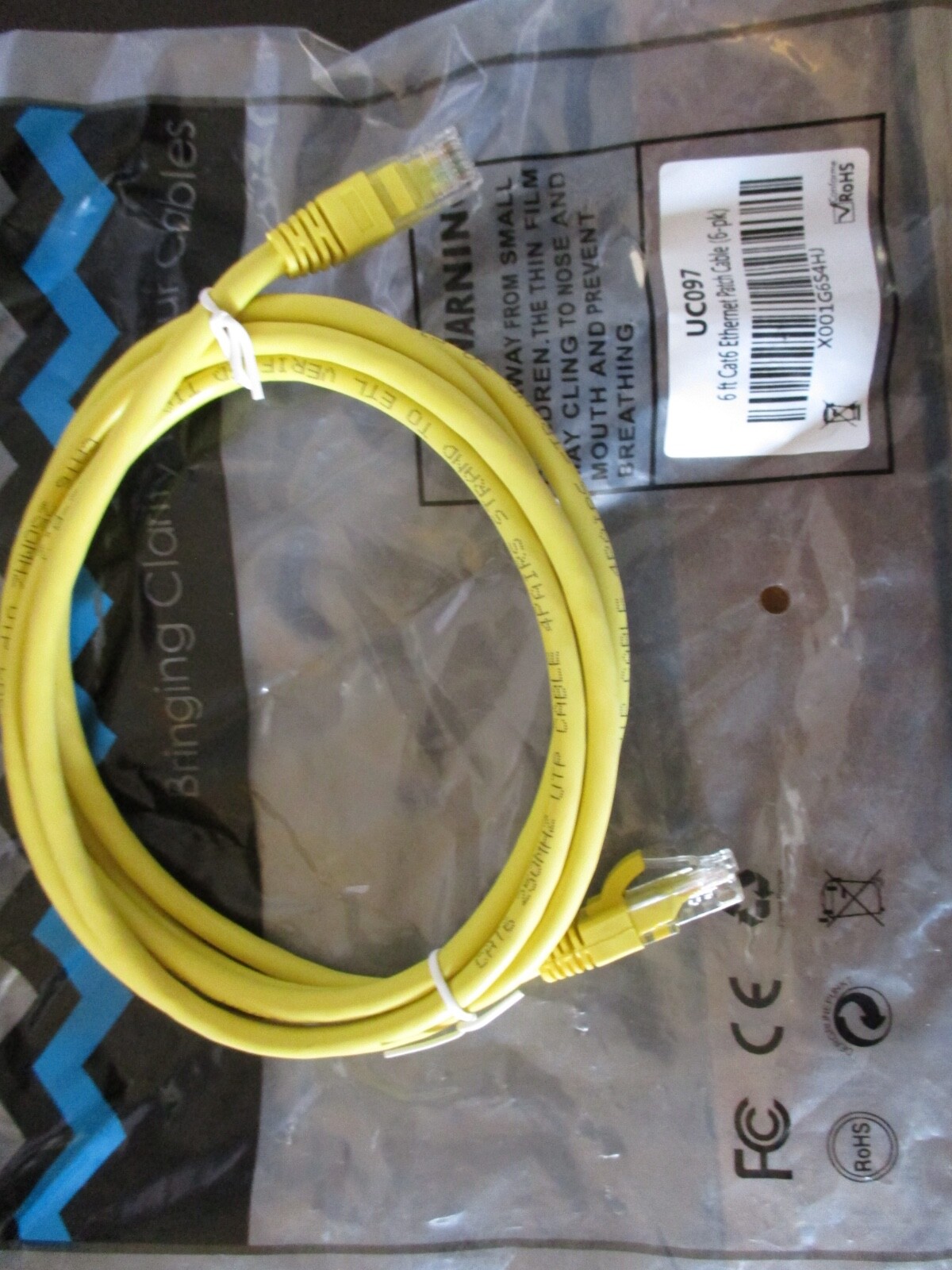 ETHERNET PATCH CABLE 6FT CAT 6 YELLOW UC097