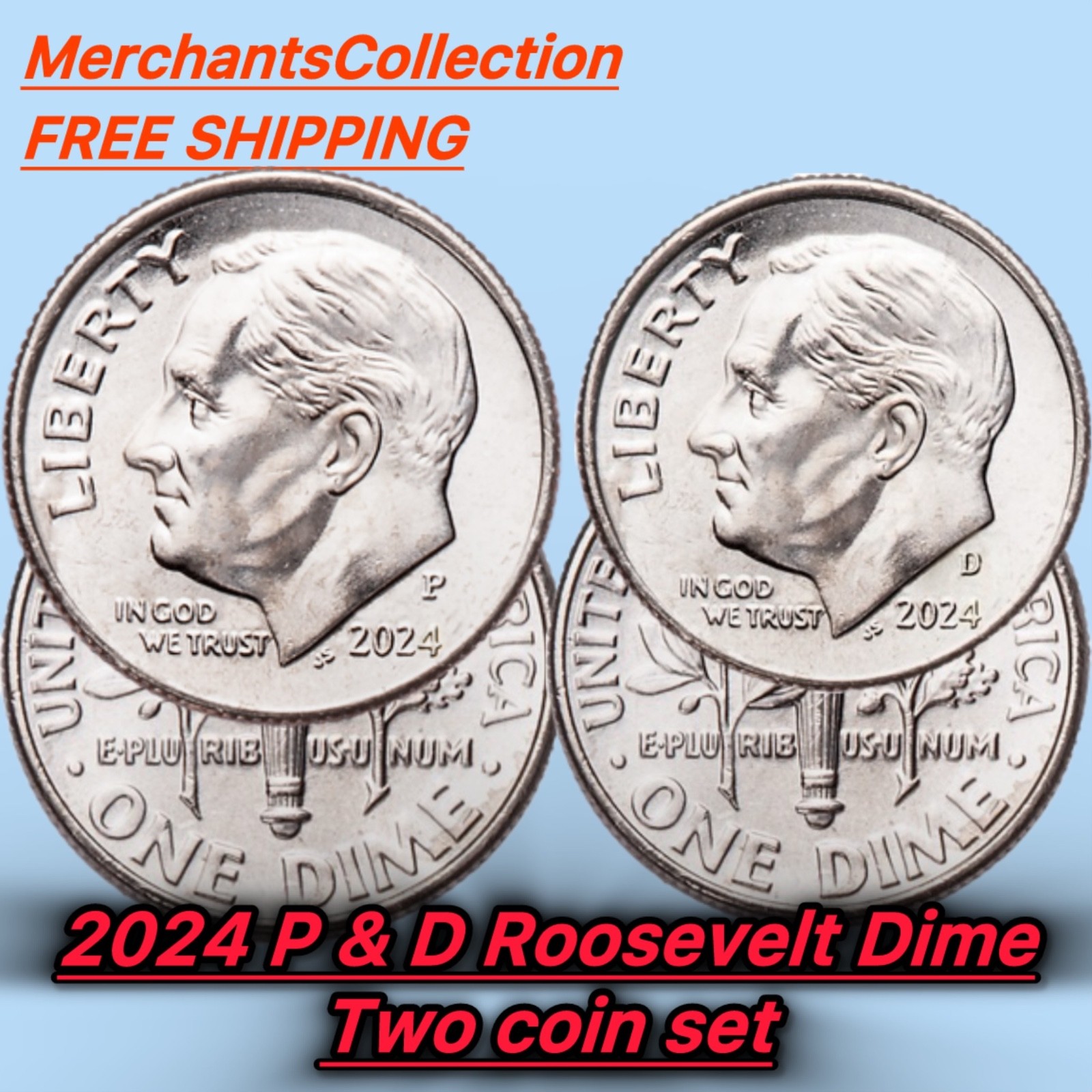 2024 Roosevelt Dime 10C P D Uncirculated 2 Coin Lot From unc set LOW MINTAGE🔥