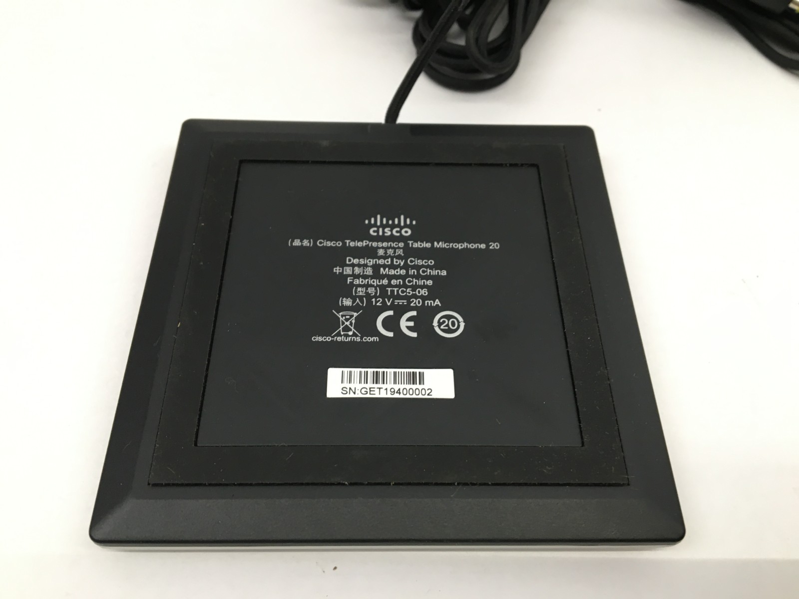 Cisco TTC5-06 Table Microphone TelePresence 20 Mini Jack - new