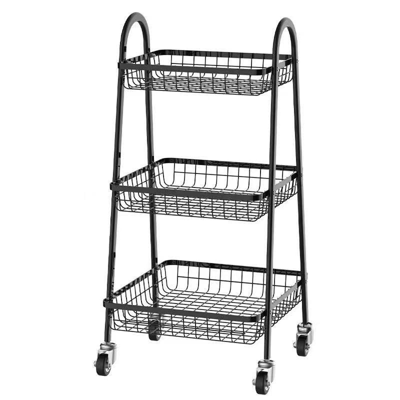 3-Tier Metal Utility Rolling Storage Cart - A-Frame Design with Wire Baskets,...