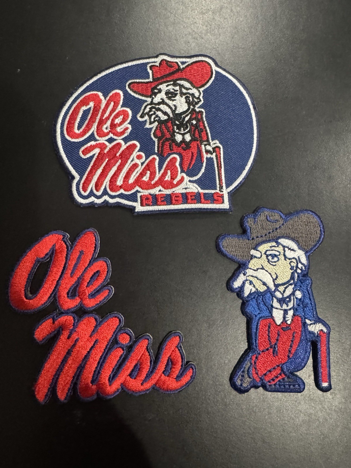 (3) Vintage Retro Classic Ole Miss Mississippi Rebels Logo Patch New-Old Stock