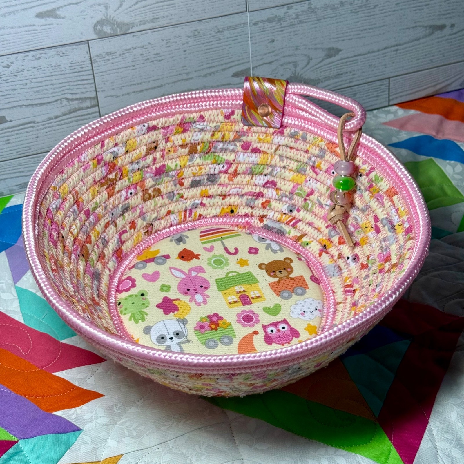 Handmade Fabric Wrapped Rope Bowl Baby Pink Fabric Baby Shower See Video & Pics