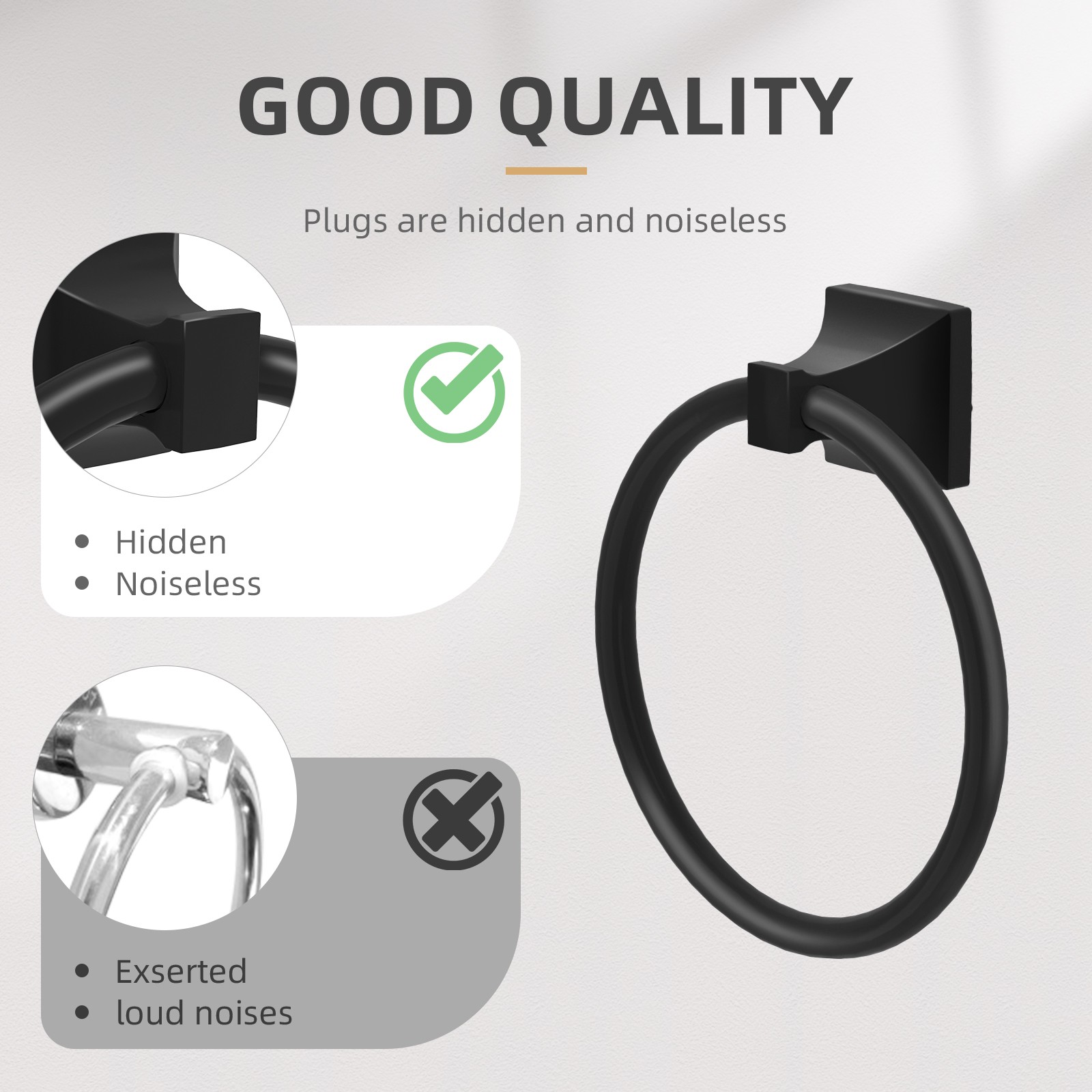 Bathroom Hardware Set Matte Black Wall Mounted Bathroom Towel Bar Set 5 Pieces