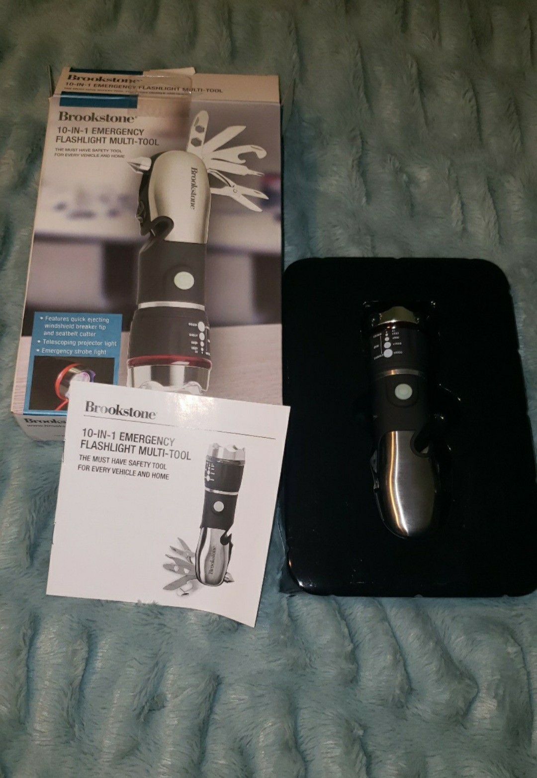 Brookstone 10-in-1 Emergency Flashlight Multi-Tool, 1 in Metal Blade