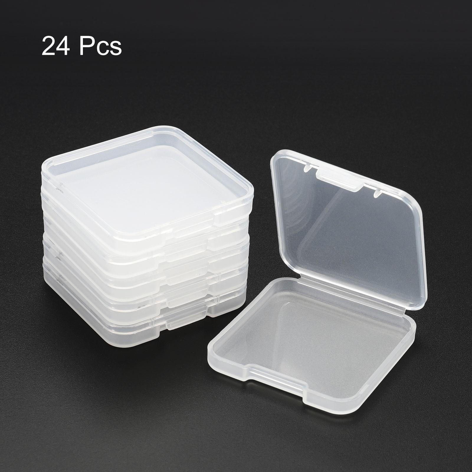 24Pcs Clear Storage Container with Hinged Lid 40x6.5mm Plastic Square Craft Box