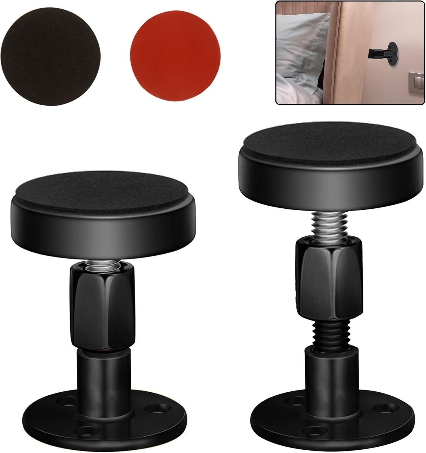 2PCS Black Adjustable Bed Frame Anti-Shake Tool, Headboard Stoppers with Free Fu