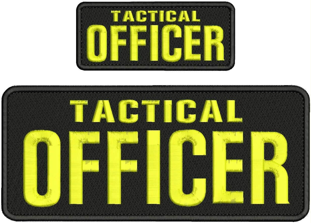 TACTICAL OFFICER  EMBROIDERY PATCHES 4X10 AND 2X5 HOOH ON BACK YELLOW ON BLACK