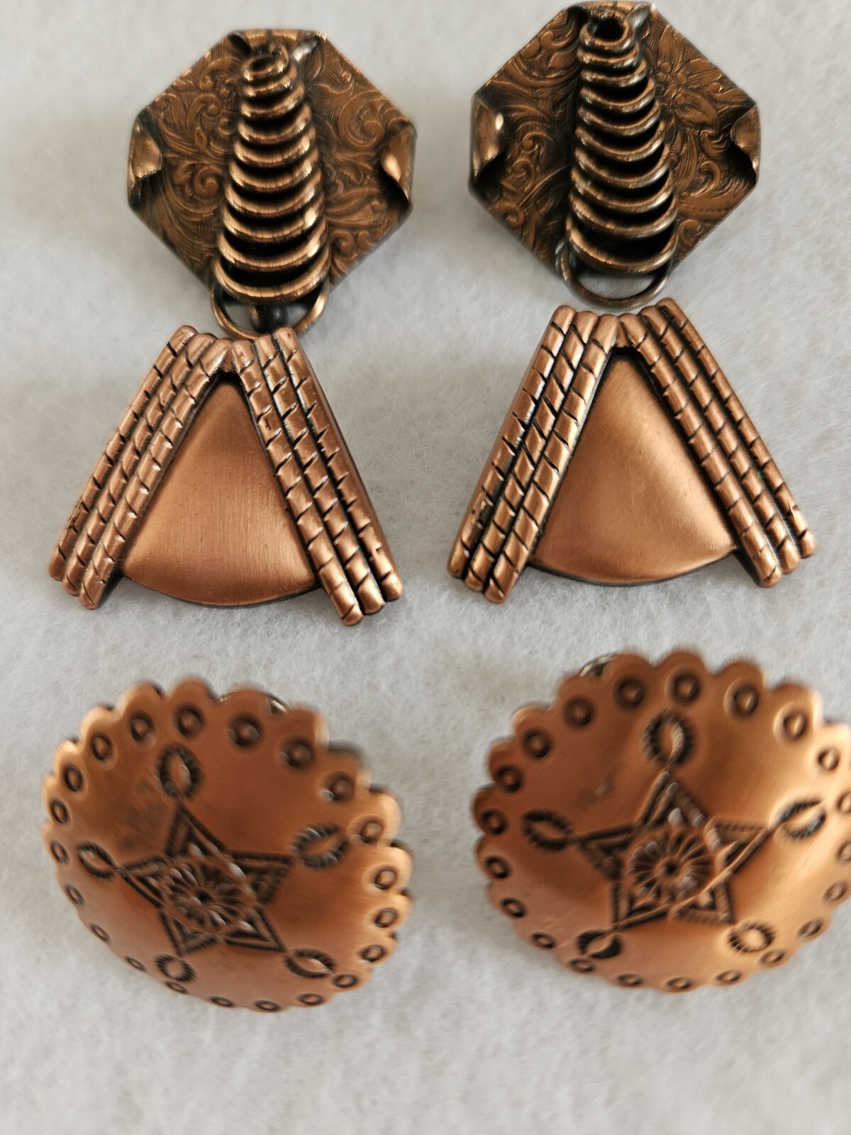 Lot Of 3 Pairs Copper Clip/Screwback Earrings
