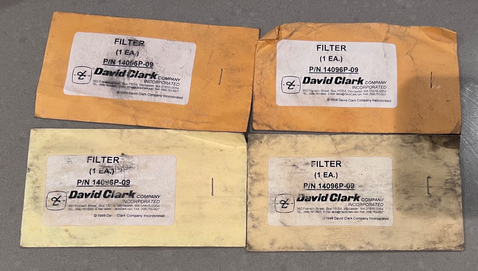 4 Pairs ORIGINAL DAVID CLARK DOME FILTERS for VARIOUS HEADSETS p/n 14096P-09