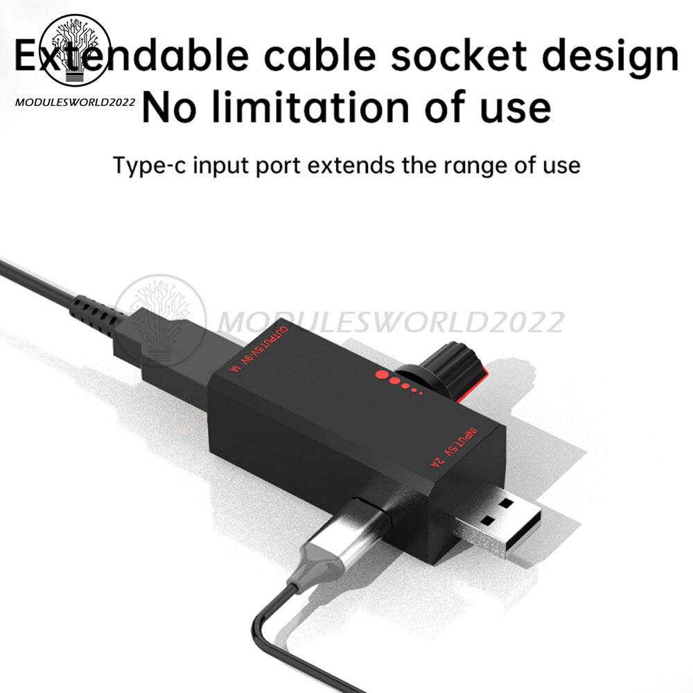 5W DC5V2A Fan Controller Stepless Speed Control w/ Switch USB Protection Type-C