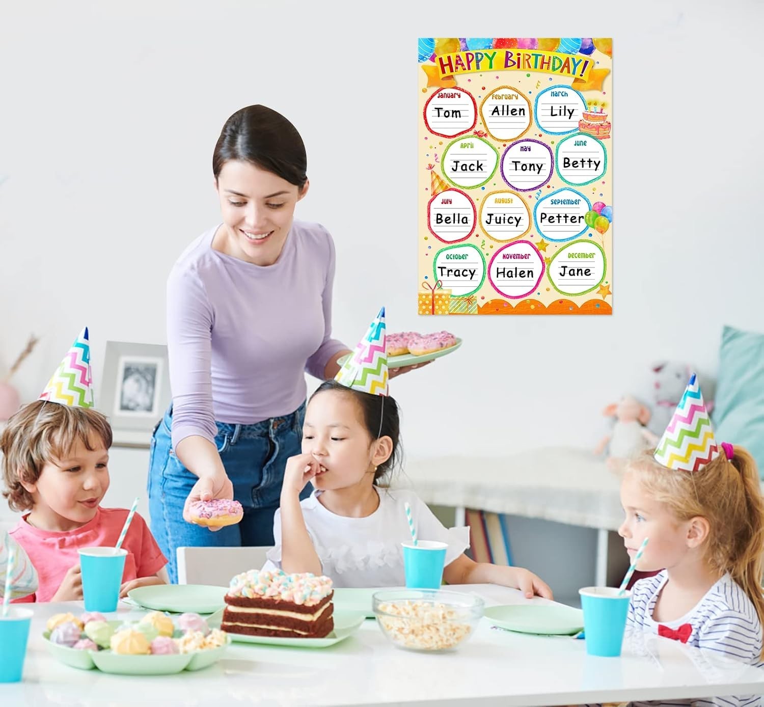 Laminated Birthday Calendar - Versatile Classroom Decoration for -Round Fun