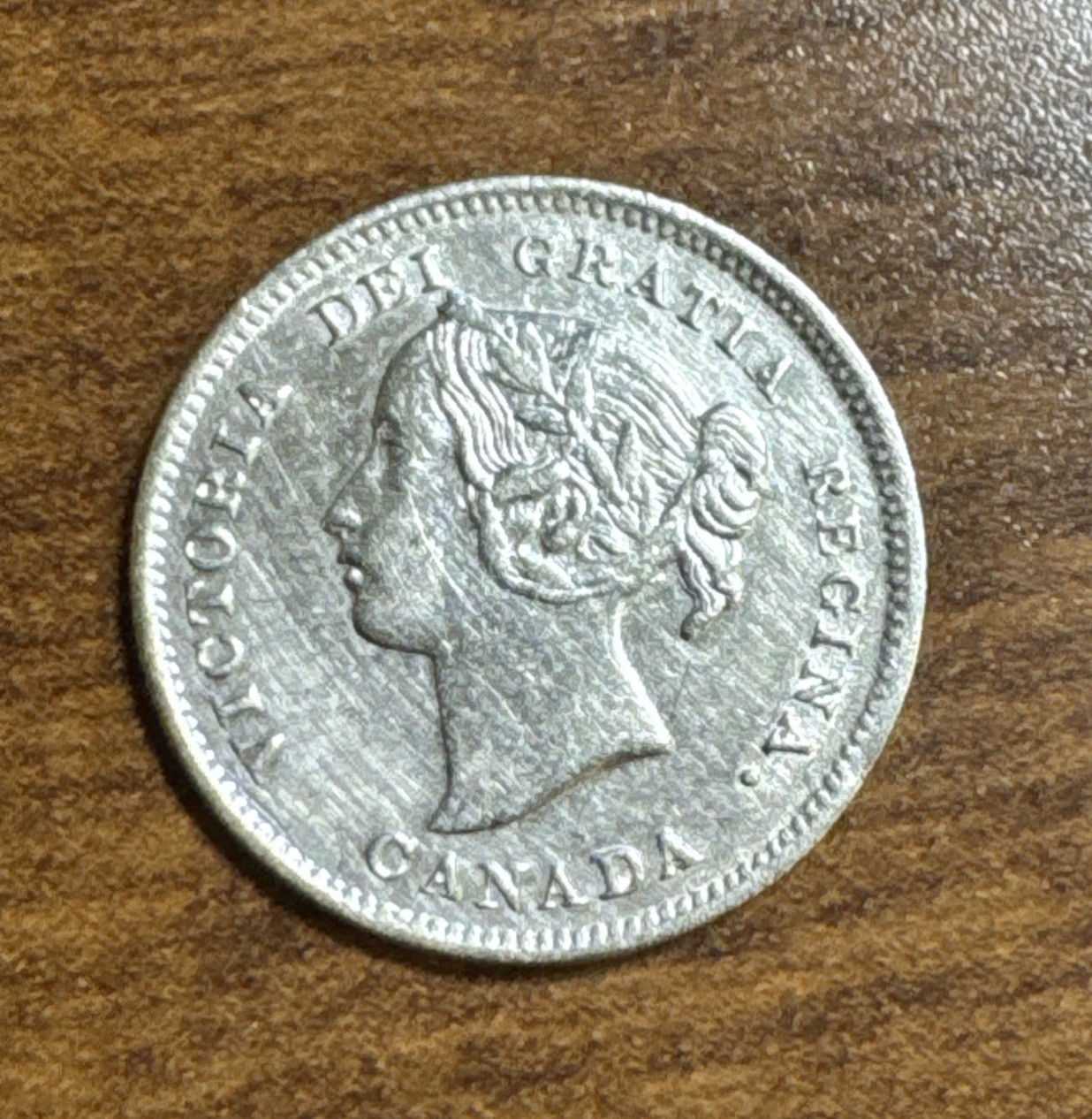 1901 Canada Silver 5 Cents Queen Victoria AU details - cleaned