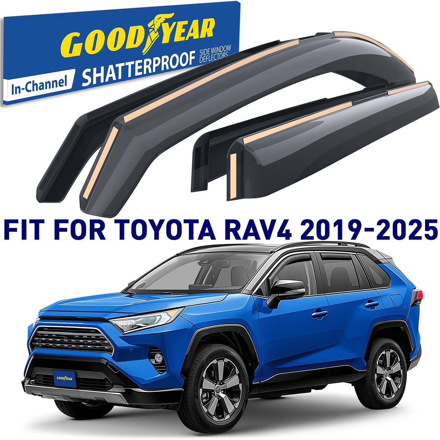 Side Window Deflectors Rain Guards for 2019-2025 Toyota RAV4 SHATTERPROOF
