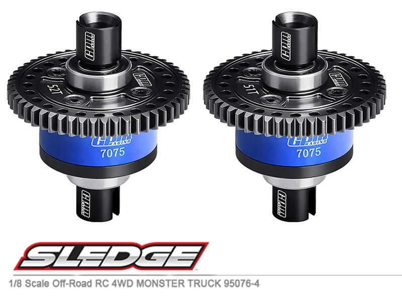 GPM STEEL 7075 ALLOY 51T / 52T CENTER DIFF 9585 FOR TRAXXAS 1/8 SLEDGE 95076-4