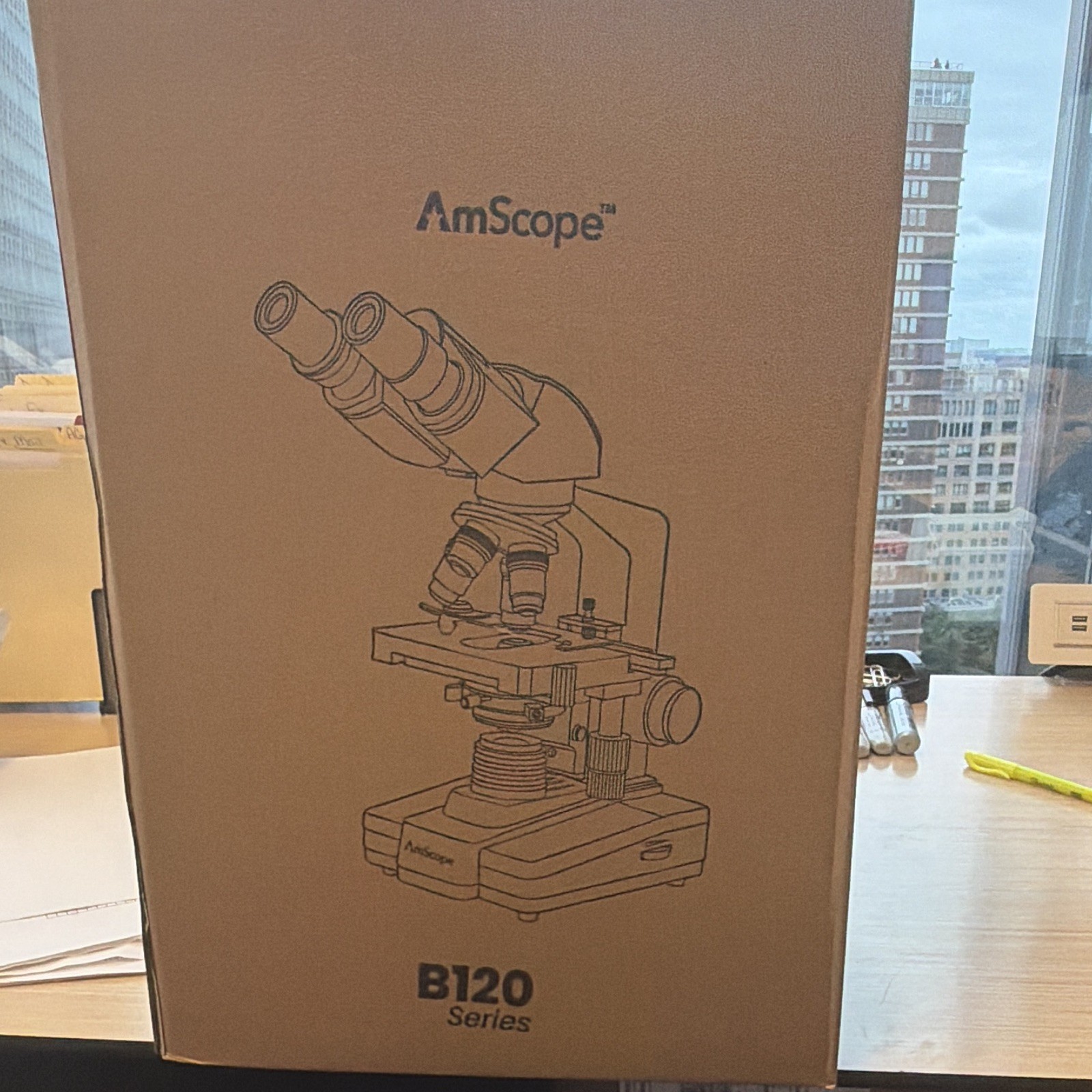 AmScope B120C Binocular Upright Compound Microscope 40X-1000X