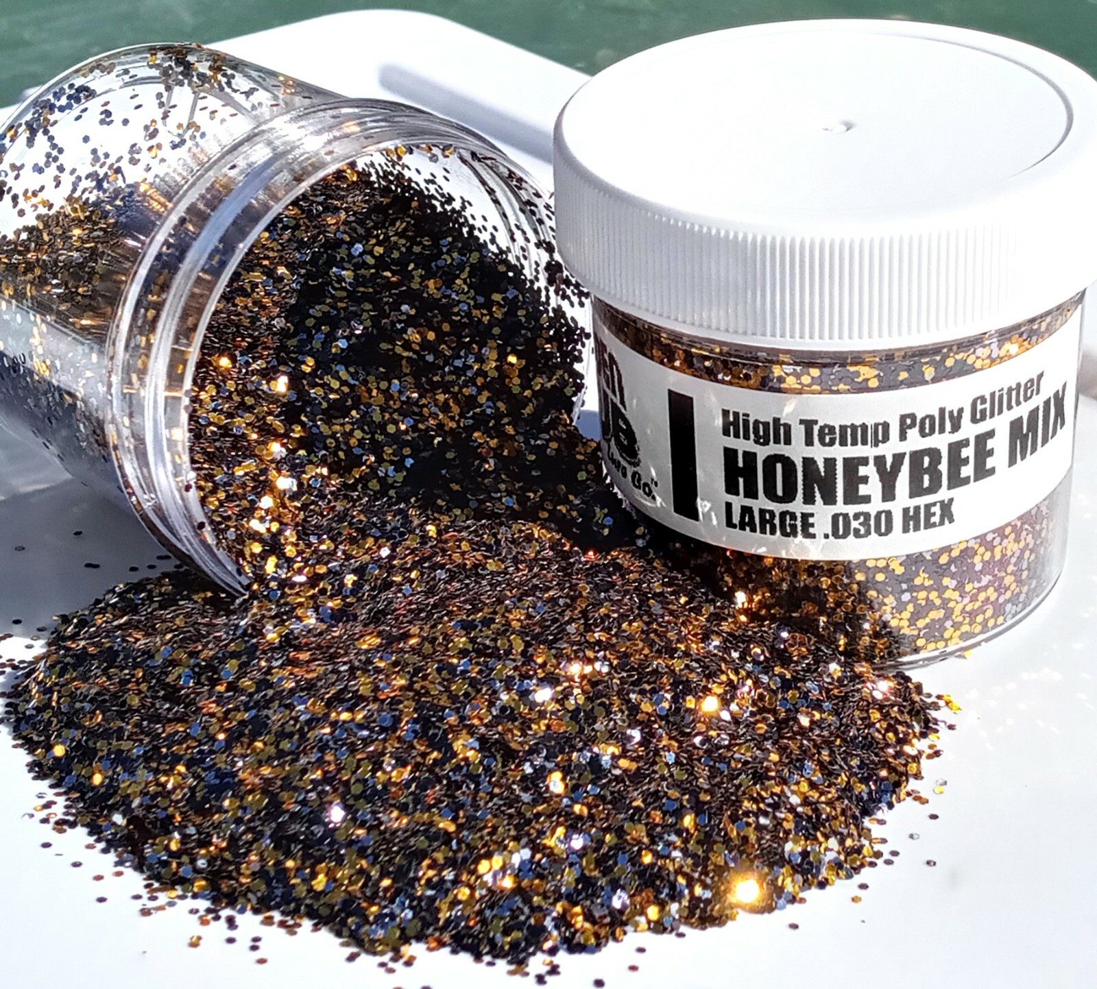 NEW 2 OZ HONEYBEE MIX Hi-Temp Glitter .030 Hex Fishing Lure Making plastisol