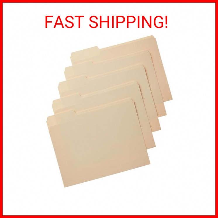 Amazon Basics File Folders with Tabs for Filing, 1/3-Cut Tab, Assorted Positions