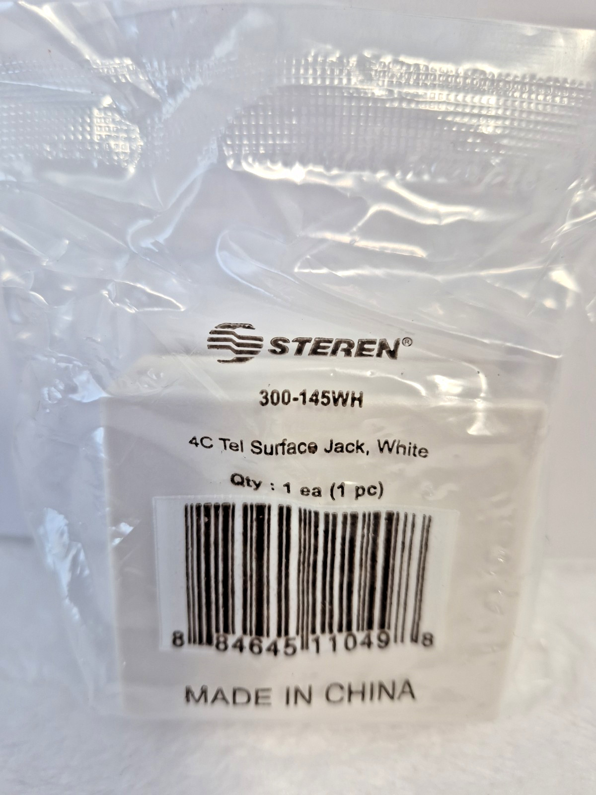 Steren 300-145WH - 4C Telephone Surface Jack White w/screws sku 0084