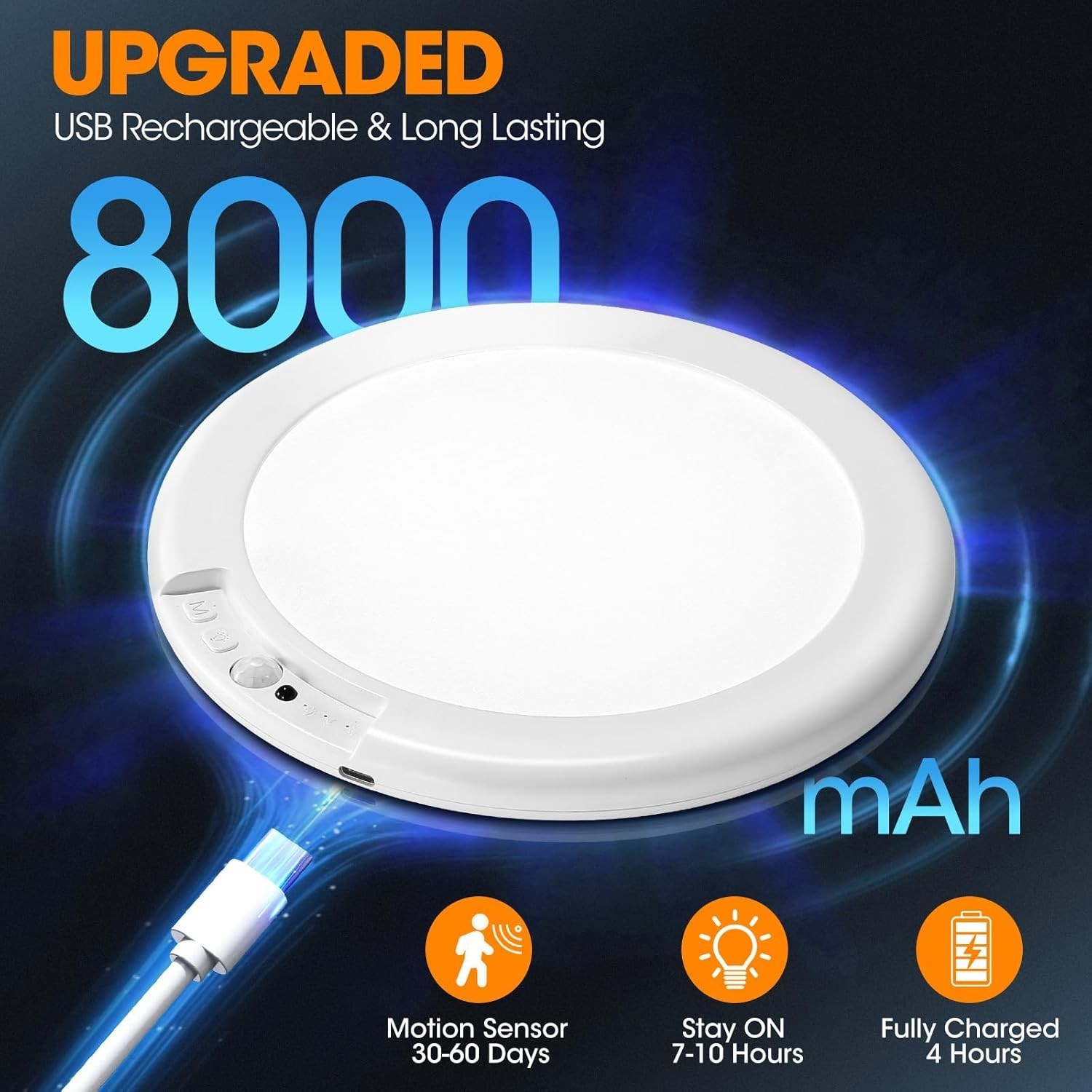 Rechargeable Motion Sensor Closet Light, Battery Operated White