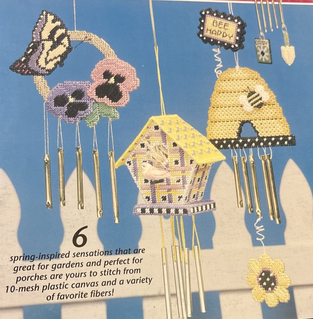Vtg Rare Annie's Attic PLASTIC CANVAS WINDCHIMES Ndlpt 2000 Bk 872134