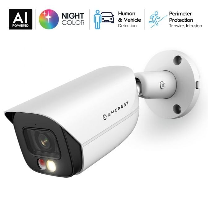 Amcrest AI Bullet IP PoE Outdoor Camera Detection IP5M-B1276EW-AI Year Warranty