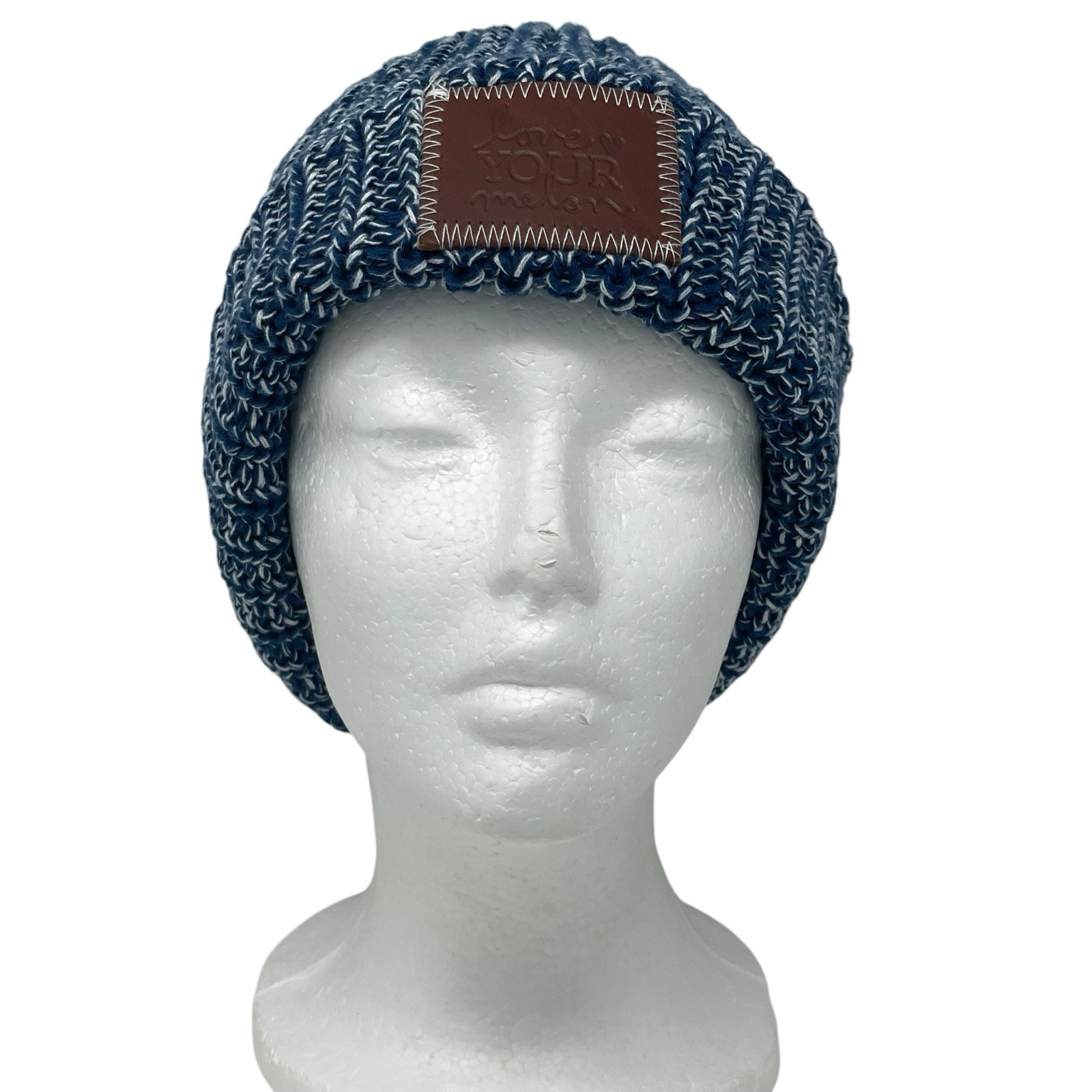 Love Your Melon Women’s One Size Blue White Beanie Hat Logo Warm