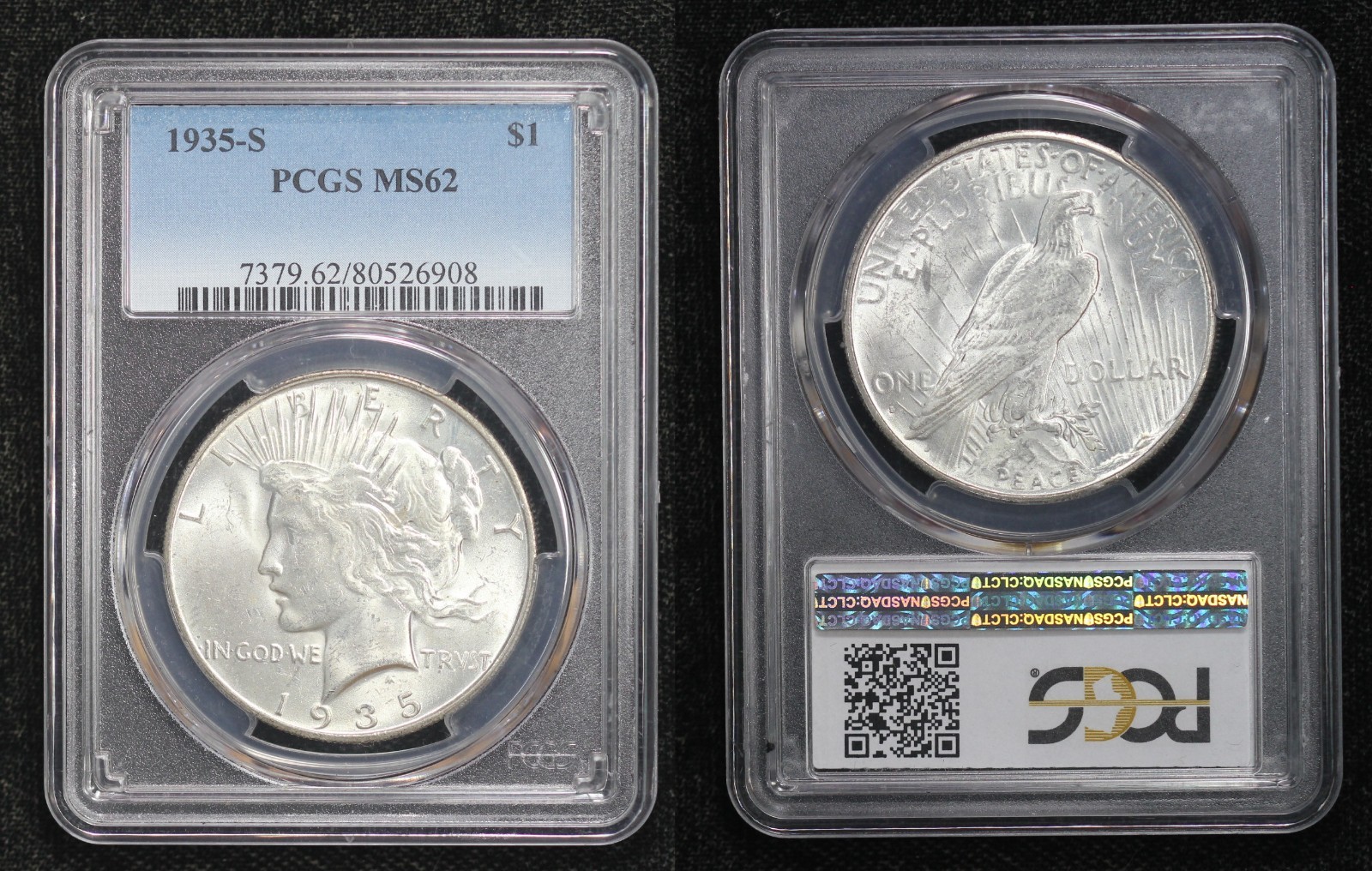 1935-S Peace Dollar PCGS MS62 69DX