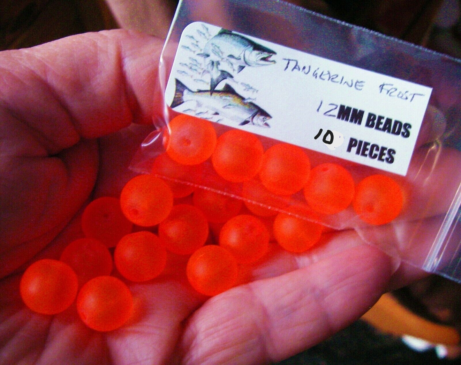 Trout/Salmon/Steelhead Bead 12mm 10ct Frost Hyacinth Tangerine orange