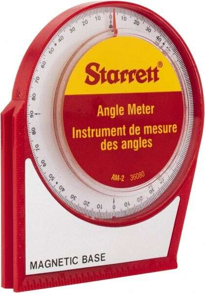 Starrett 36080 Mechanical Inclinometer with Magnetic Base, 90� Max Measurement