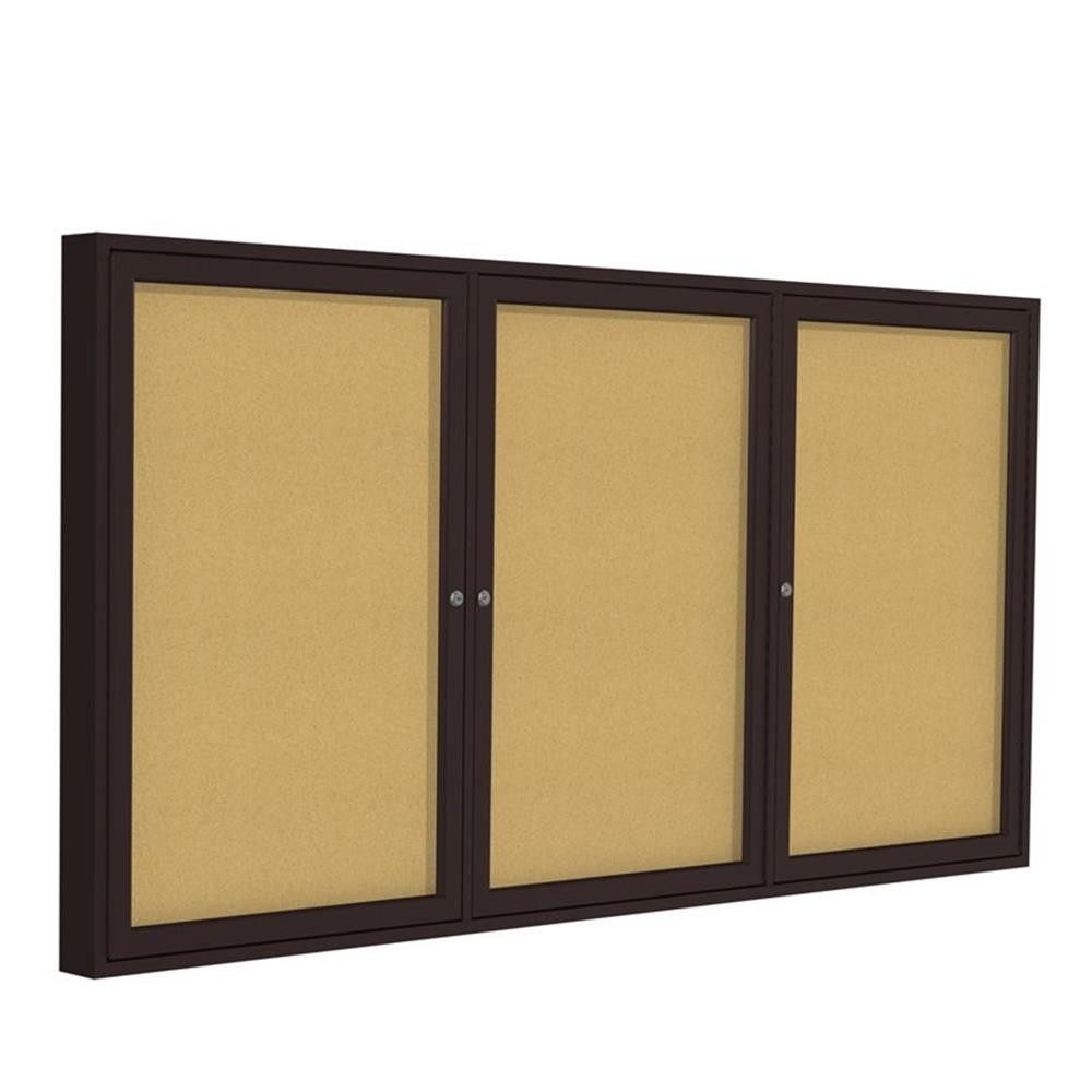 Ghent's Wood 36" x 72" 3 Door Enclosed Bulletin Board in Natural