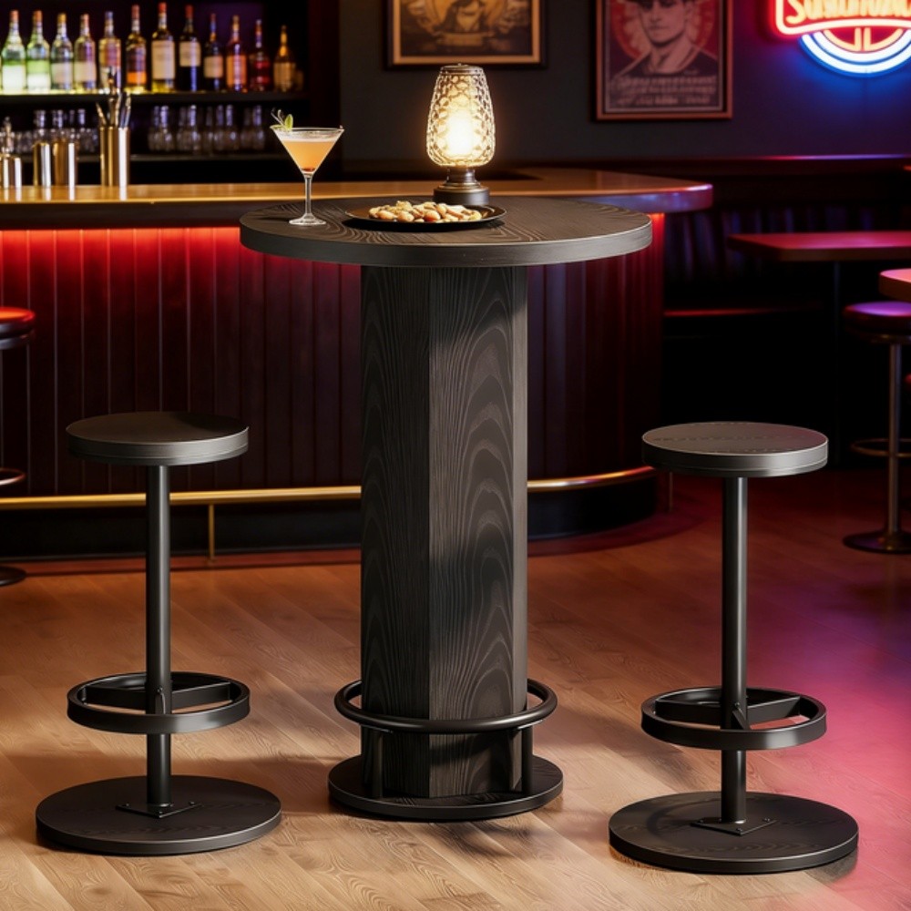 A Pub Table and Two Matching Stools