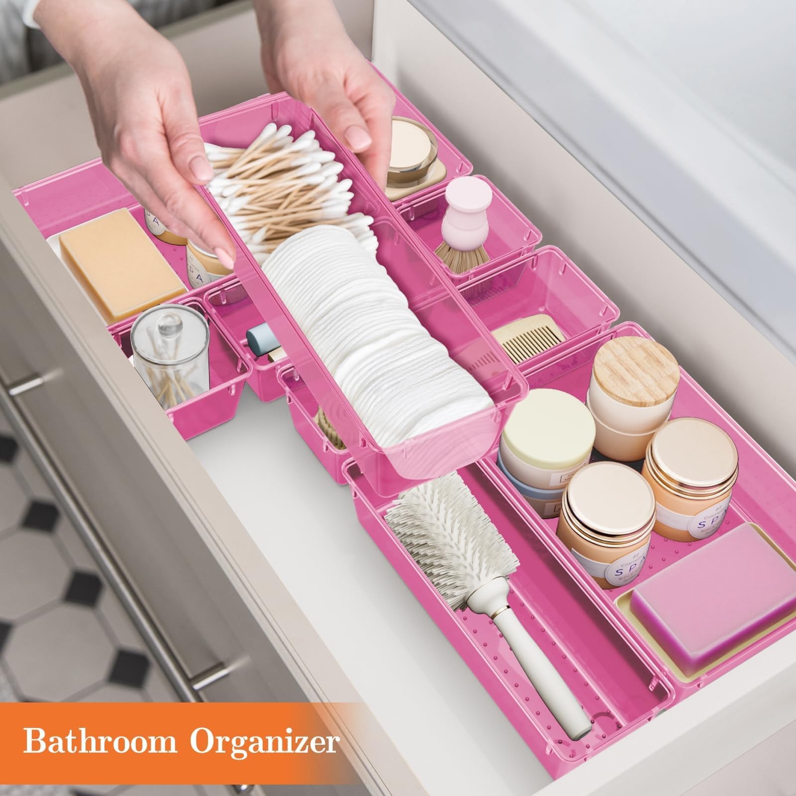 25 PCS Plastic Drawer Organizer Set, 4-Size Versatile Organizer Trays & stora...