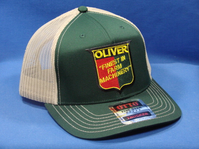Oliver Tractor Hat - Green Khaki Mid Crown Mesh - Fleetline Finest Logo Trucker