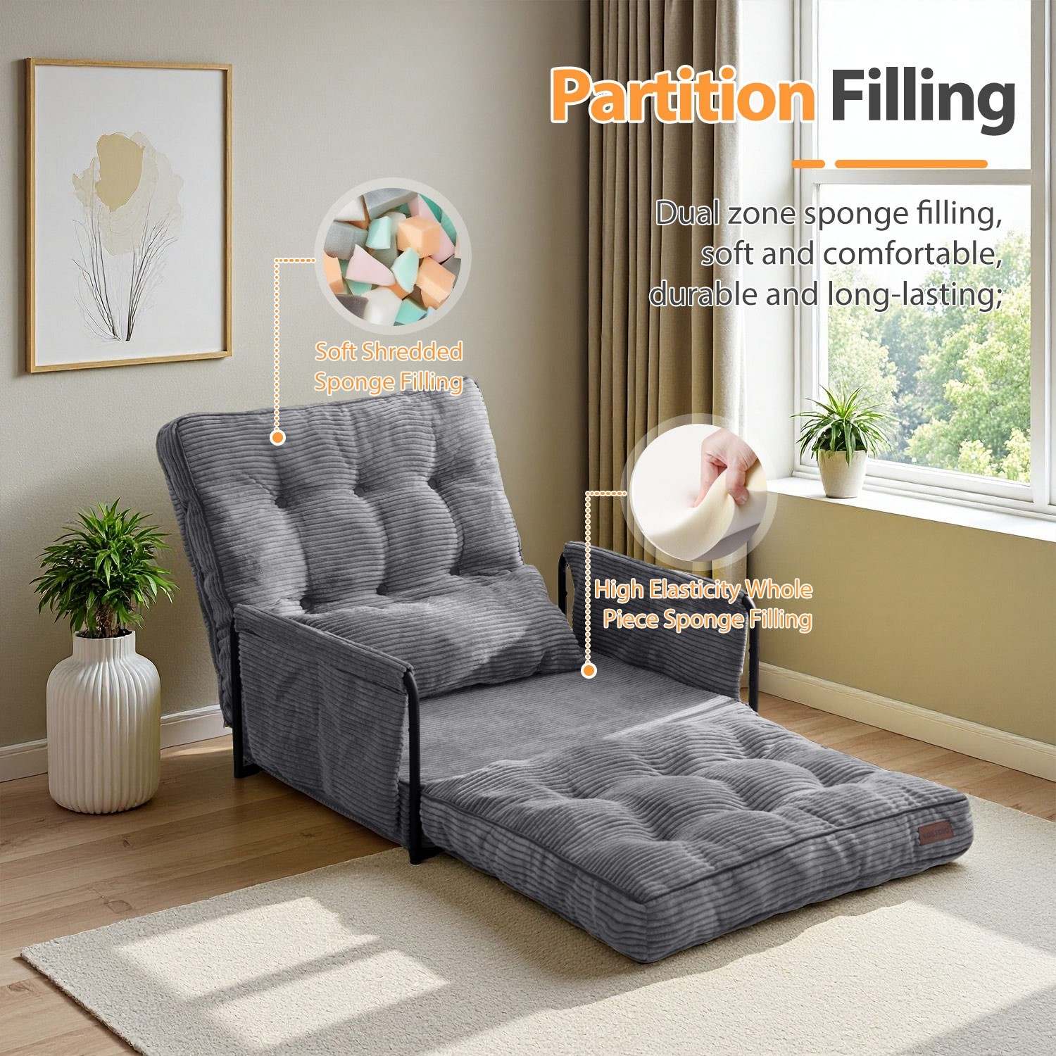 MAXYOYO Convertible Floor Sofa,Bean Bag Sofa with Pillows,Adult Lazy Sofa