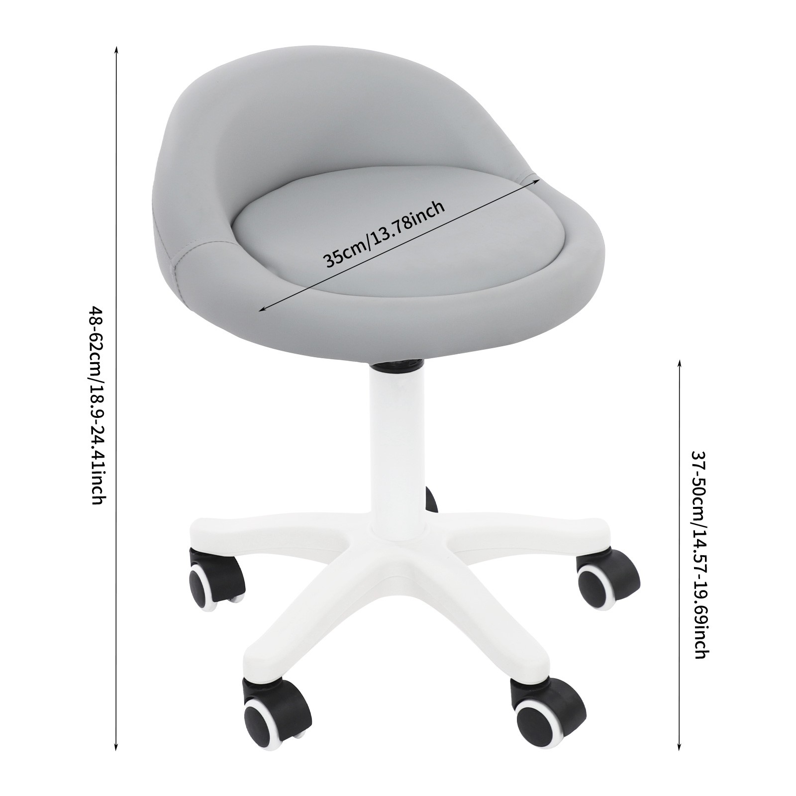 Adjustable Beauty Salon Chair Rolling Stool Rolling Stool with Low Backrest
