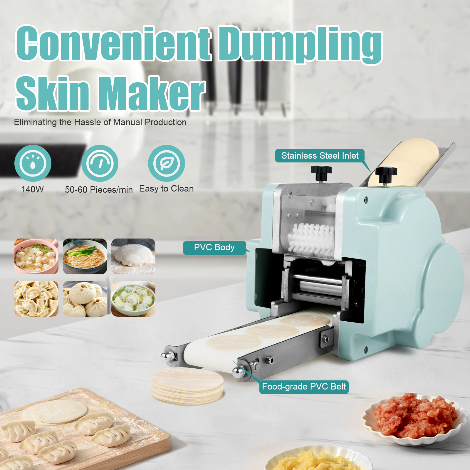 Electric Dumpling Skin Processing Machine Maker Wonton Dough Wrapper Commercial