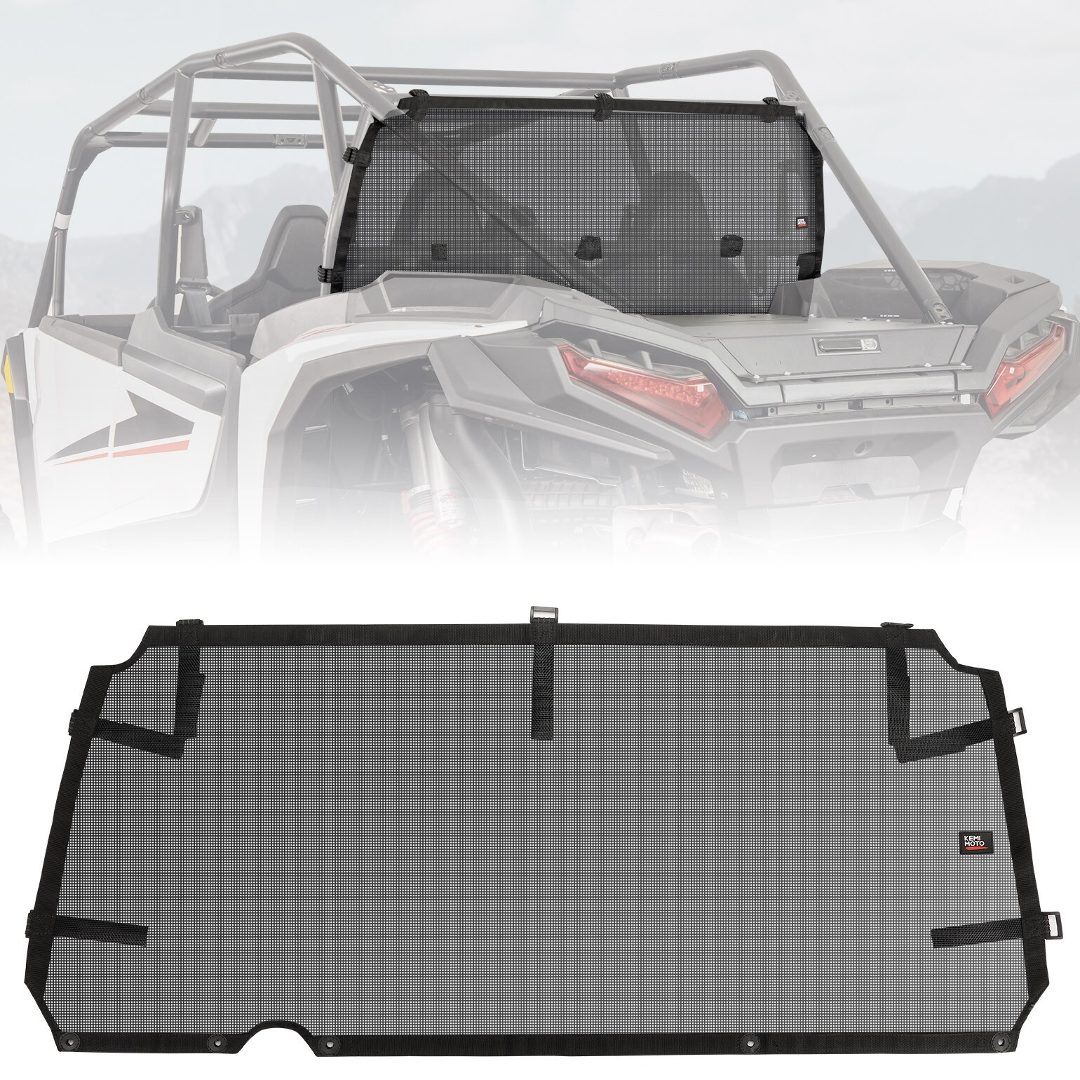 KEMIMOTO UTV Rear Window Net Mesh Windshield for Polaris 2024-2025 RZR XP 1000/4