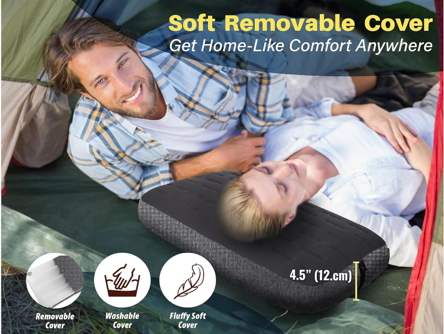 TREKOLOGY ALUFT Ultra Camping Pillow – Inflatable, Portable,Leak-Proof (24"x15")
