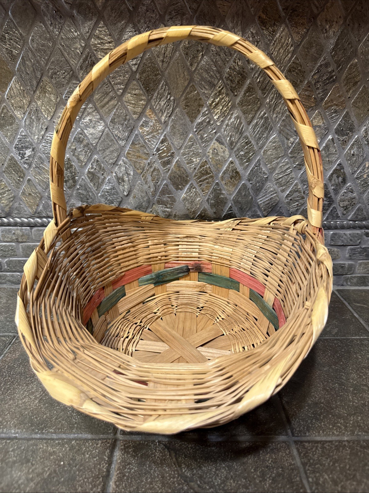 Vintage Large Easter Basket 13” Tall 14” x 10.5”