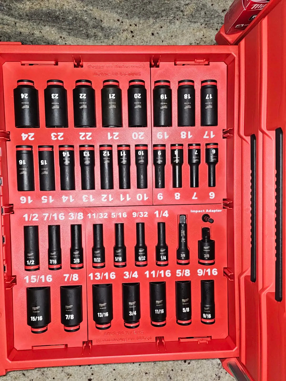 Custom 3/8in 36PC Socket Packout Insert For Dual 4-Drawer Milwaukee | PETG
